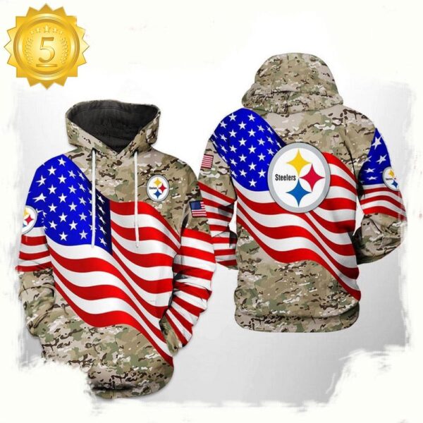 NFL Pittsburgh Steelers US Flag Camo Veteran Team All Over Print Unisex Hoodie - available at - rugbyfanstore.com