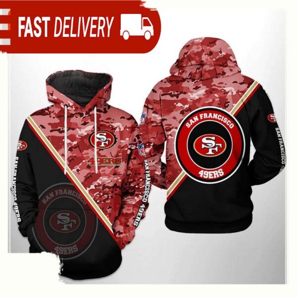 NFL San Francisco 49ers Camo Team All Over Print Unisex Hoodie - available at - rugbyfanstore.com