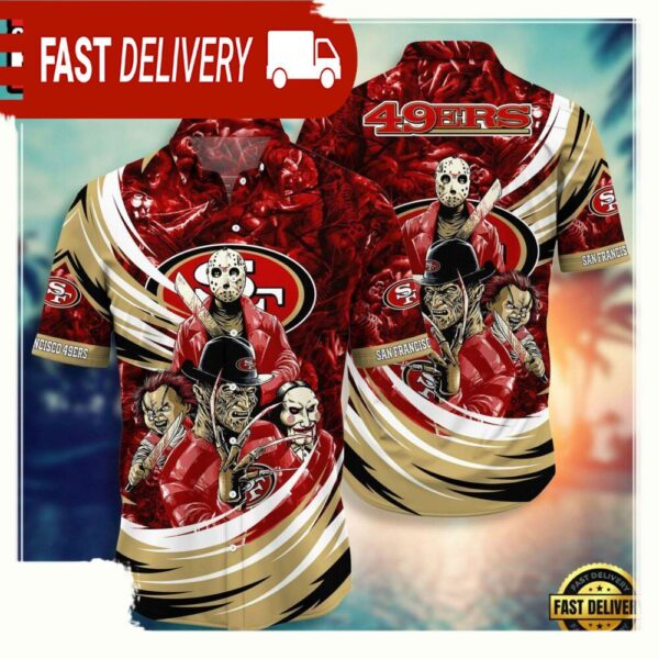 NFL San Francisco 49ers Halloween Horror Movies Hawaiian Shirt For Men Women - available at - rugbyfanstore.com