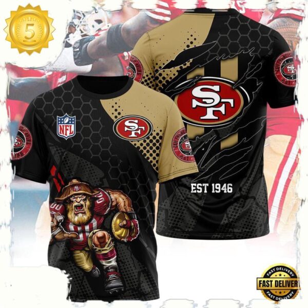 NFL San Francisco 49ers Mascot All Over Print T Shirt - available at - rugbyfanstore.com