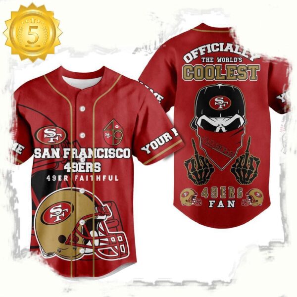 NFL San Francisco 49ers Officially The World Coolest Custom Name Baseball Jersey - available at - rugbyfanstore.com