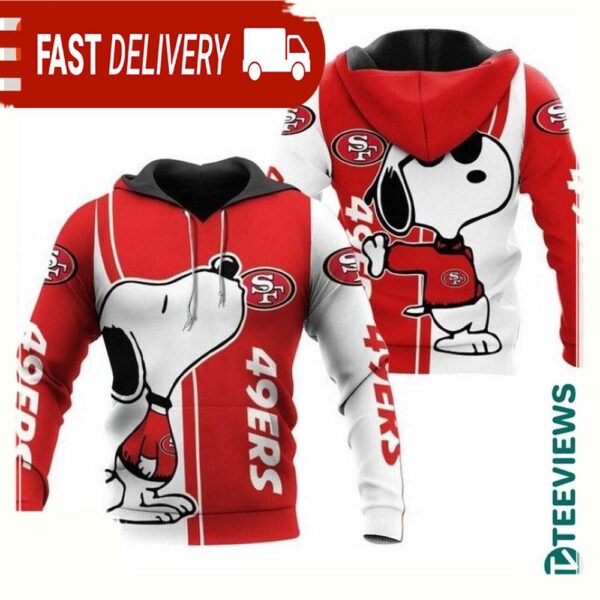 NFL San Francisco 49ers Snoopy All Over Print Unisex Hoodie - available at - rugbyfanstore.com