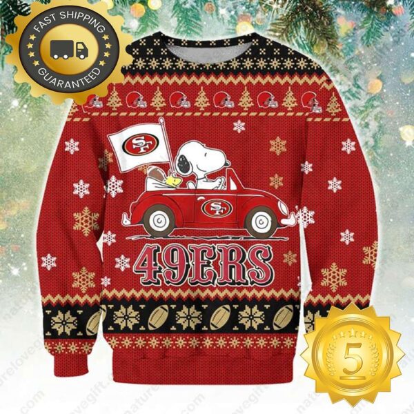 NFL San Francisco 49ers Snoopy Peanuts Ugly Christmas Sweater - available at - rugbyfanstore.com