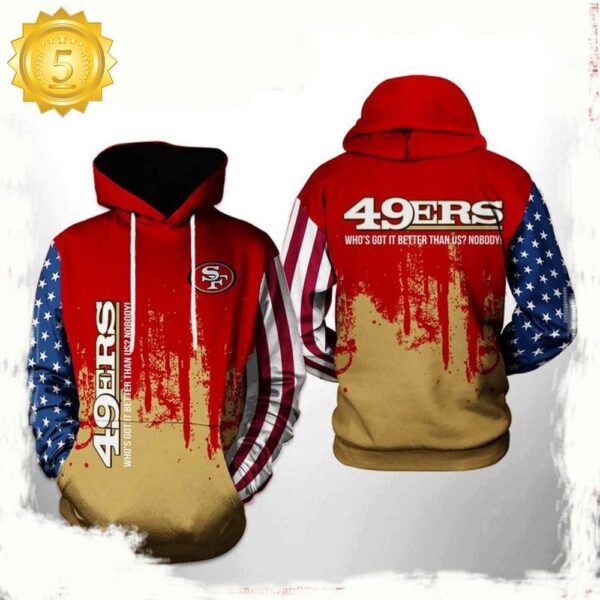 NFL San Francisco 49ers Team US All Over Print Unisex Hoodie - available at - rugbyfanstore.com