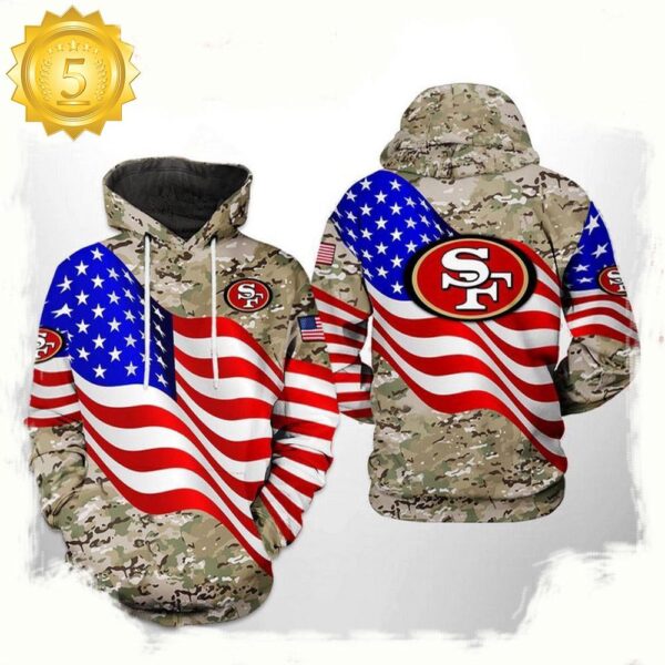 NFL San Francisco 49ers US Flag Camo Veteran Team All Over Print Unisex Hoodie - available at - rugbyfanstore.com