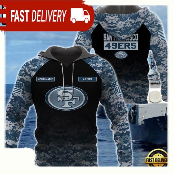 NFL San Francisco ers U.S. Navy NWU Camouflage Cutsom Name Hoodie - available at - rugbyfanstore.com