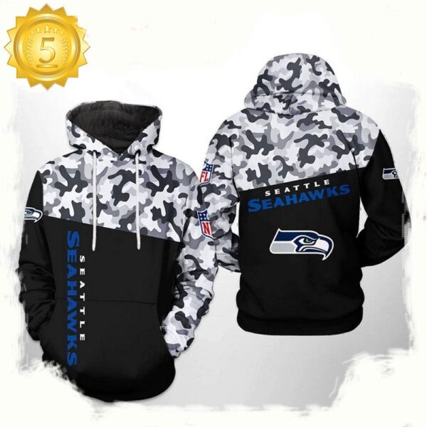 NFL Seattle Seahawks Camo Veteran Team All Over Print Unisex Hoodie - available at - rugbyfanstore.com