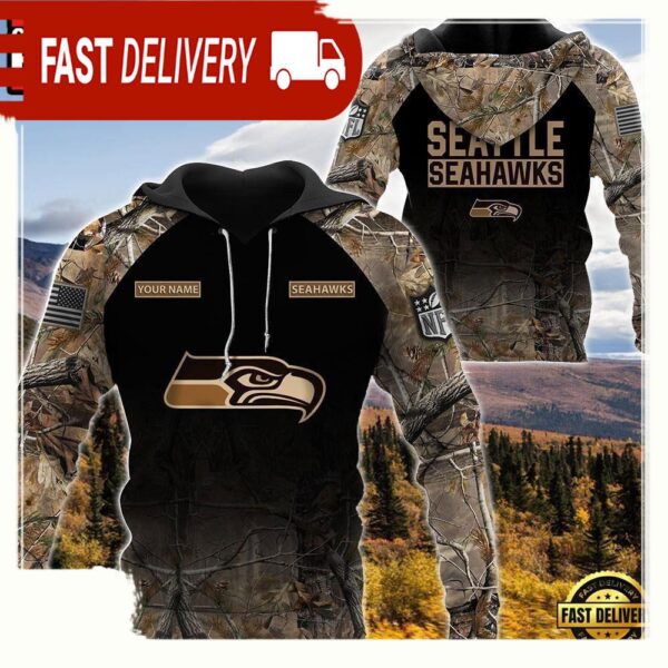 NFL Seattle Seahawks Custom NameHunting Camo Hoodie - available at - rugbyfanstore.com