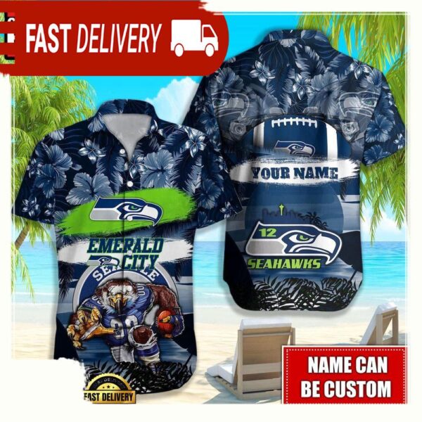 NFL Seattle Seahawks Mascot Football Hawaiian Shirt For Men Women - available at - rugbyfanstore.com