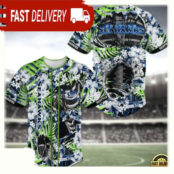 NFL Seattle Seahawks New Design Baseball Jersey Shirt Skeleton - available at - rugbyfanstore.com