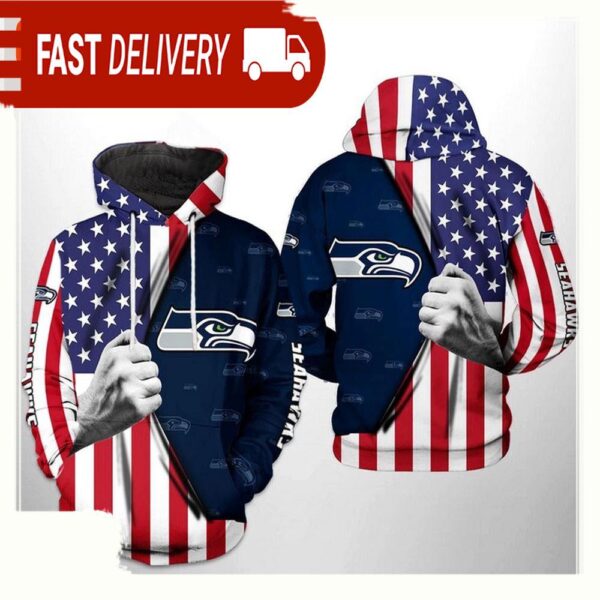 NFL Seattle Seahawks US Flag Team All Over Print Unisex Hoodie - available at - rugbyfanstore.com