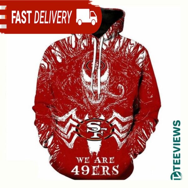 NFL Show Your Team Spirit With San Francisco 49ers Marvel Venom All Over Print Unisex Hoodie - available at - rugbyfanstore.com