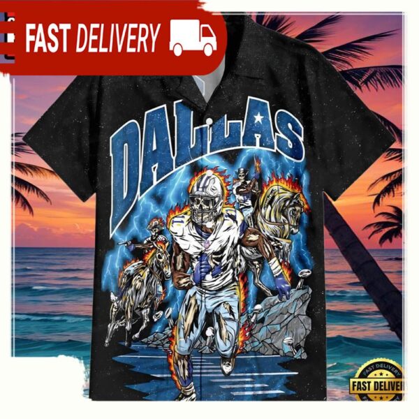 NFL Skeleton Dallas Cowboys Hawaiian Shirt - available at - rugbyfanstore.com