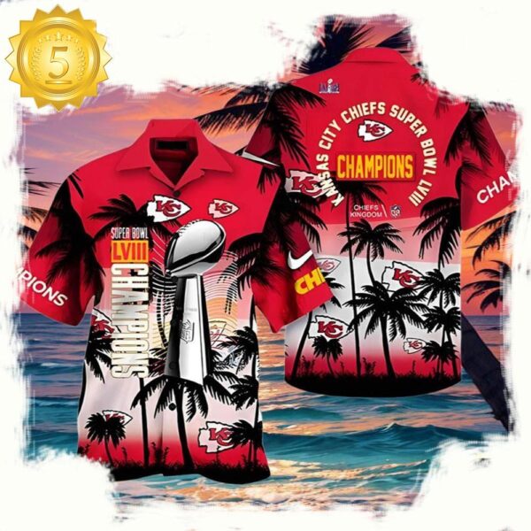 NFL Super Bowl Champions Kansas City Chiefs Hawaiian Shirt - available at - rugbyfanstore.com