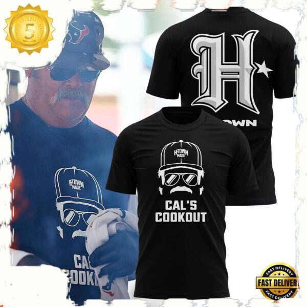 NFL Super Bowl Houston Texans H Town Made Cal’s Cookout T shirt - available at - rugbyfanstore.com