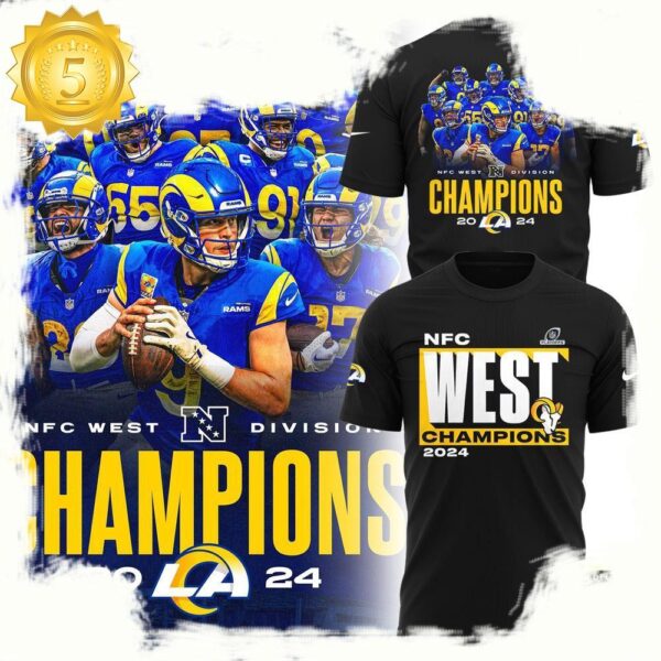 NFL Super Bowl Los Angeles Rams NFC West Champions T Shirt - available at - rugbyfanstore.com