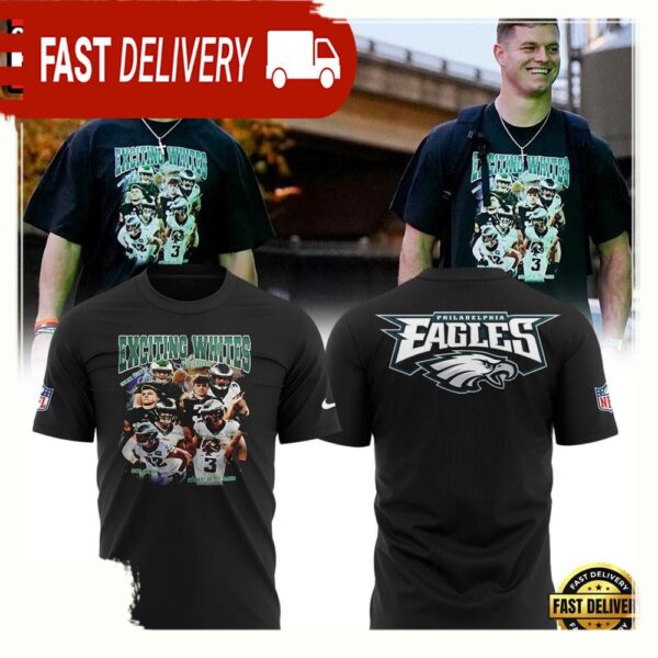 NFL Super Bowl Philadelphia Eagles Exciting Whites T Shirt - available at - rugbyfanstore.com