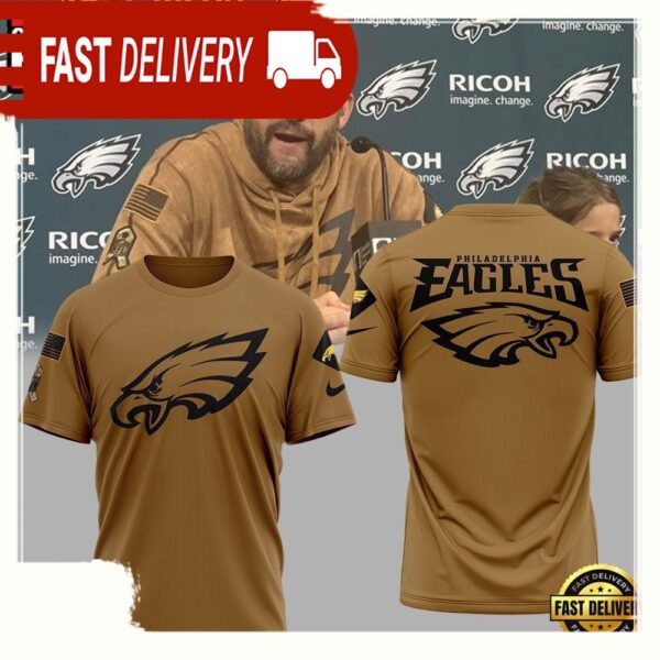 NFL Super Bowl Philadelphia Eagles Salute To Service Brown T Shirt - available at - rugbyfanstore.com