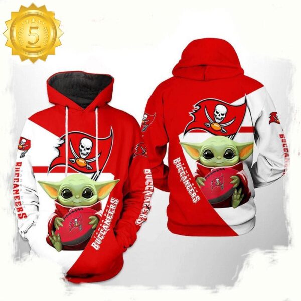 NFL Tampa Bay Buccaneers Baby Yoda Team All Over Print Unisex Hoodie - available at - rugbyfanstore.com