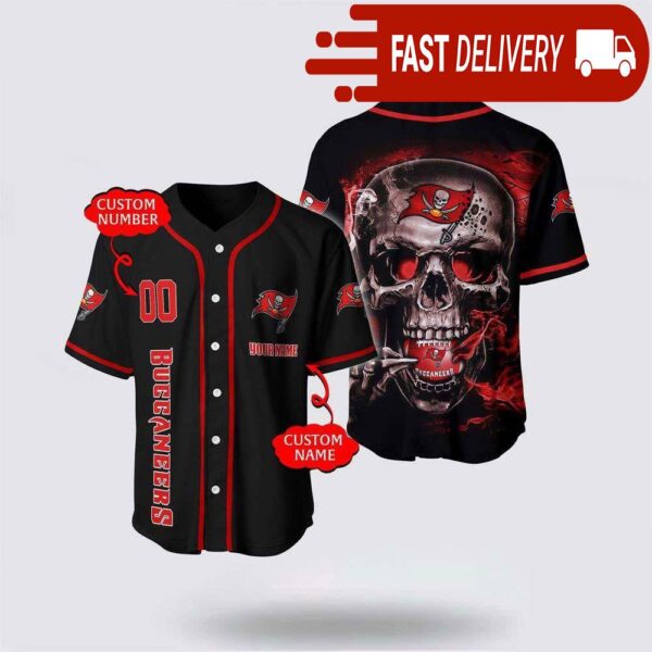 NFL Tampa Bay Buccaneers Baseball Jersey 3D Personalized Skull Shirt for Your Football Team - available at - rugbyfanstore.com