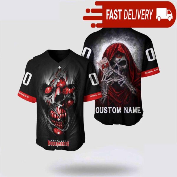 NFL Tampa Bay Buccaneers Baseball Jersey Alchemy Grim Reaper Design Your Own Shirt - available at - rugbyfanstore.com