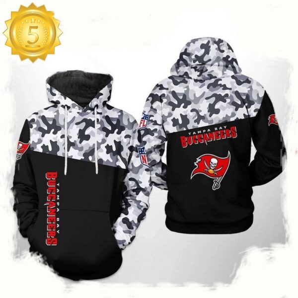 NFL Tampa Bay Buccaneers Camo Veteran Team All Over Print Unisex Hoodie - available at - rugbyfanstore.com