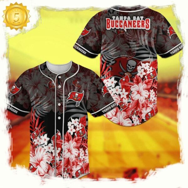 NFL Tampa Bay Buccaneers Flower Design New Design Baseball Jersey Shirt - available at - rugbyfanstore.com