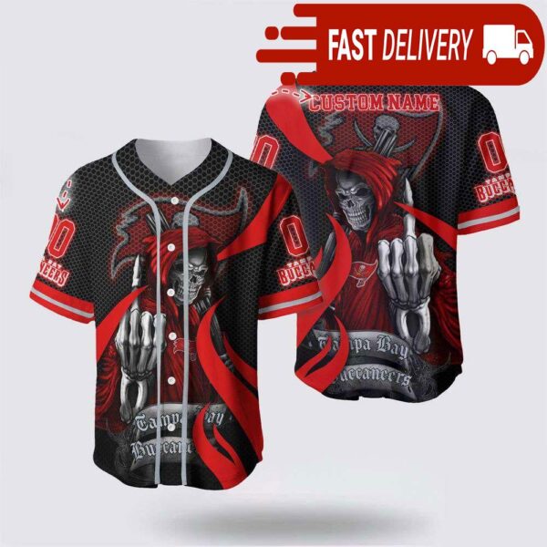 NFL Tampa Bay Buccaneers Grim Reaper Custom Name Baseball Jersey Gift for Your Squad - available at - rugbyfanstore.com