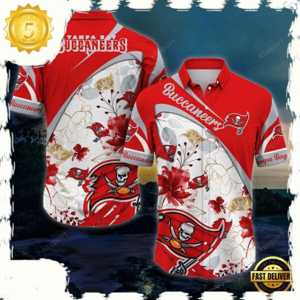 NFL Tampa Bay Buccaneers New Design Hawaiian Shirt - available at - rugbyfanstore.com