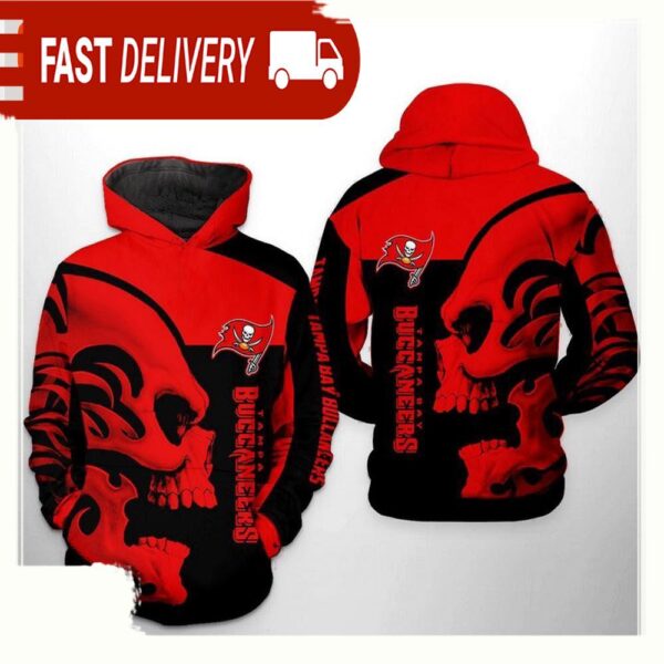 NFL Tampa Bay Buccaneers Skull All Over Print Unisex Hoodie - available at - rugbyfanstore.com