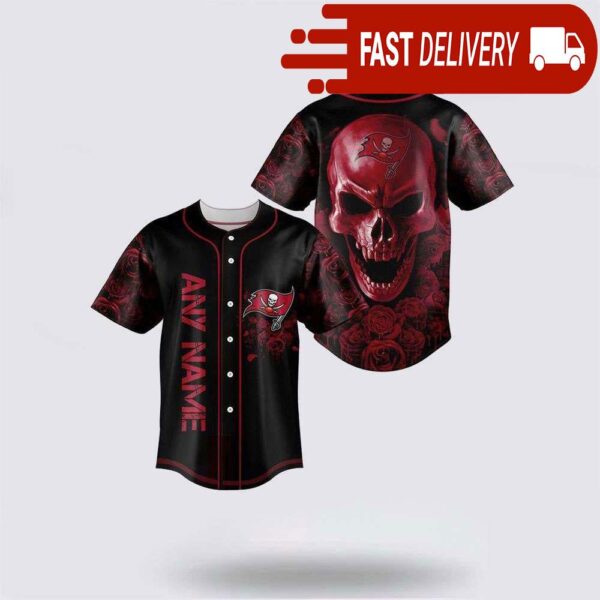 NFL Tampa Bay Buccaneers Skull Flower 3D Baseball Jersey Football Gift - available at - rugbyfanstore.com