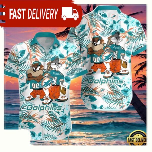 NFL Taz And Bugs Miami Dolphins Hawaiian Shirt Gift - available at - rugbyfanstore.com