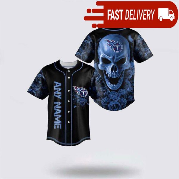 NFL Tennessee Titans Skull Flower 3D Baseball Jersey Football Gift - available at - rugbyfanstore.com