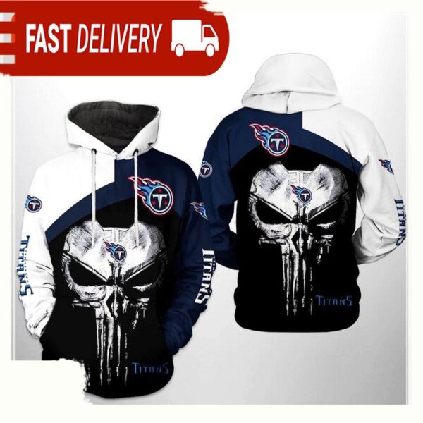 NFL Tennessee Titans Skull Punisher Team All Over Print Unisex Hoodie - available at - rugbyfanstore.com