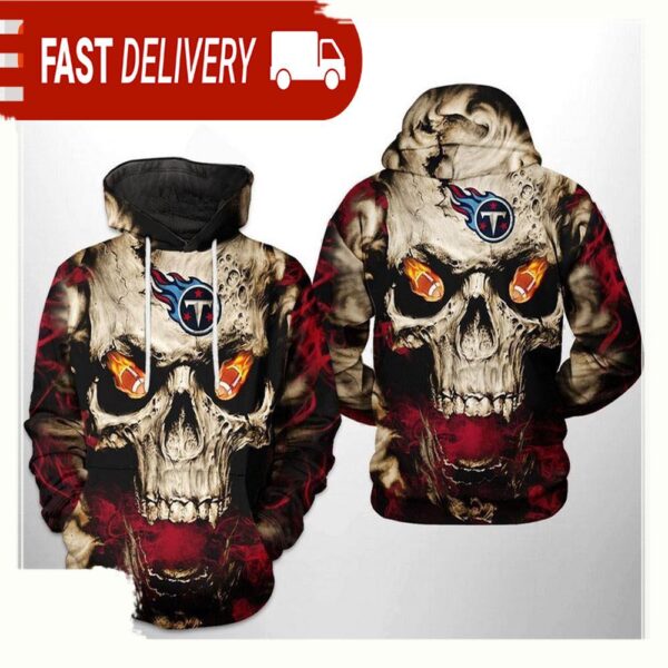 NFL Tennessee Titans Skull Team All Over Print Unisex Hoodie - available at - rugbyfanstore.com