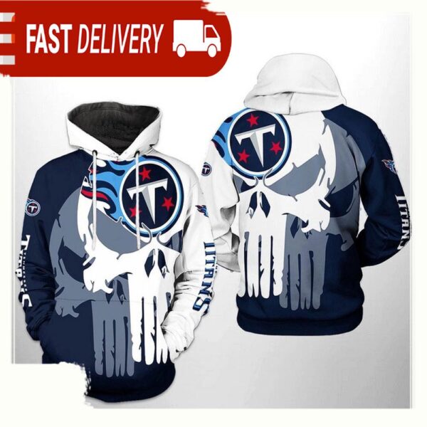 NFL Tennessee Titans Team Skull All Over Print Unisex Hoodie - available at - rugbyfanstore.com