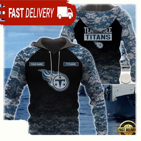 NFL Tennessee Titans U.S. Navy NWU Camouflage Cutsom Name Hoodie - available at - rugbyfanstore.com