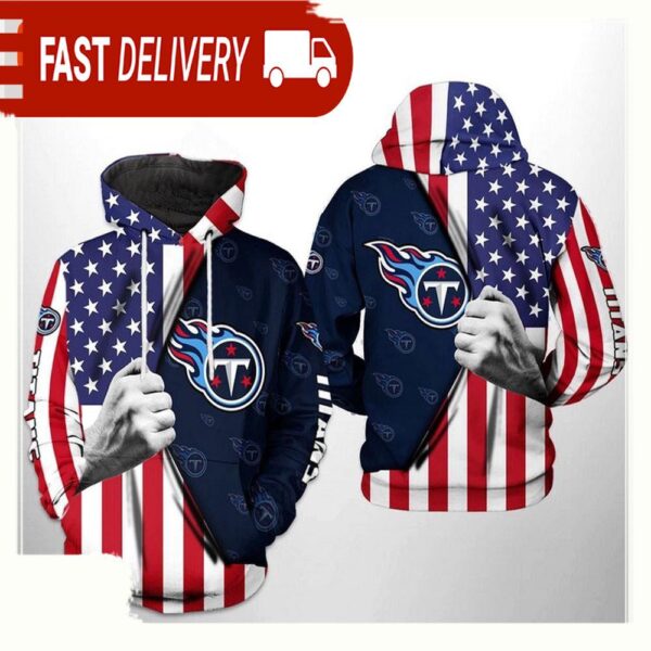 NFL Tennessee Titans US Flag Team All Over Print Unisex Hoodie - available at - rugbyfanstore.com