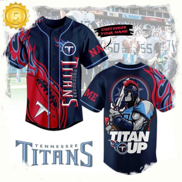 NFL Tennessee Titans Warrior Titan Up Custom Name Baseball Jersey - available at - rugbyfanstore.com