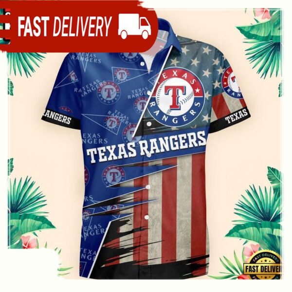 NFL Texas Rangers US Flag Pattern Hawaiian Shirt - available at - rugbyfanstore.com