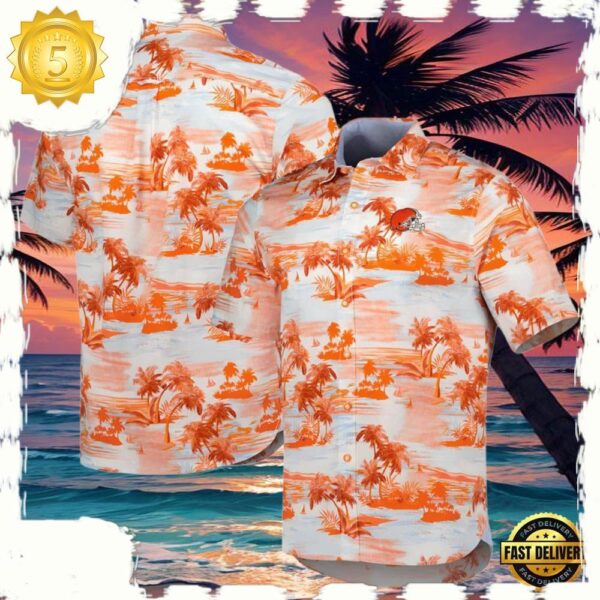 NFL Tommy Bahama Orange Men’s Cleveland Browns Hawaiian Shirt - available at - rugbyfanstore.com