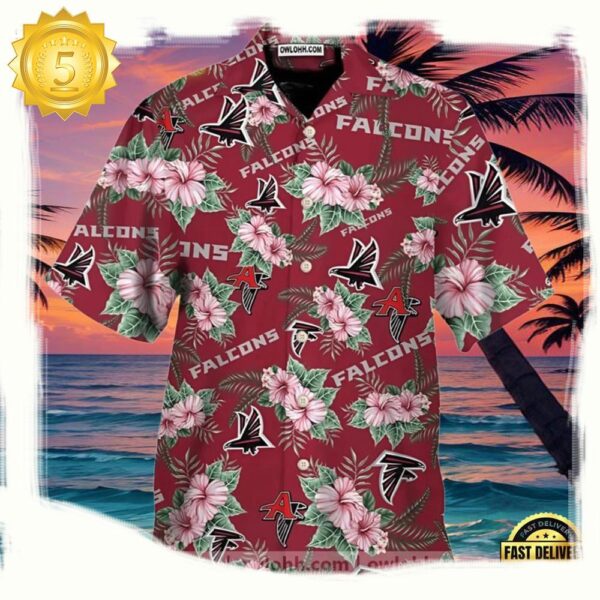 NFL Tropical Hibiscus Atlanta Falcons Hawaiian Shirt - available at - rugbyfanstore.com