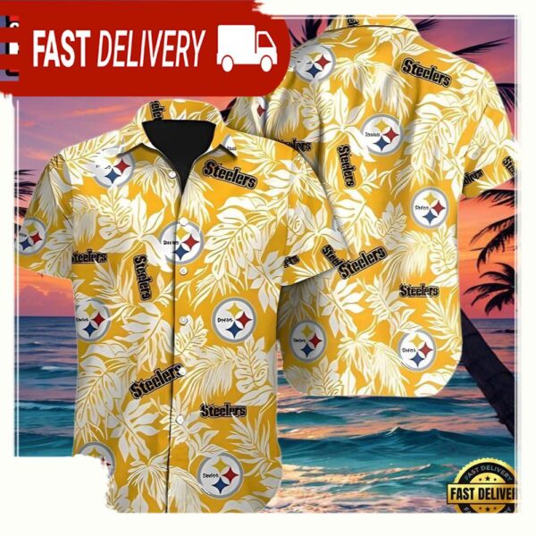 NFL Tropical Leafs Pittsburgh Steelers Hawaiian Shirt - available at - rugbyfanstore.com