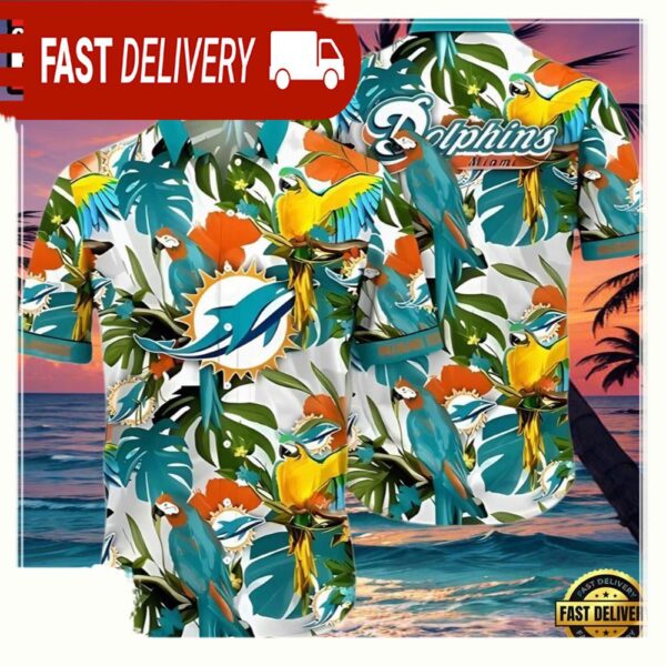 NFL Tropical Summer Miami Dolphins Hawaiian Shirt - available at - rugbyfanstore.com