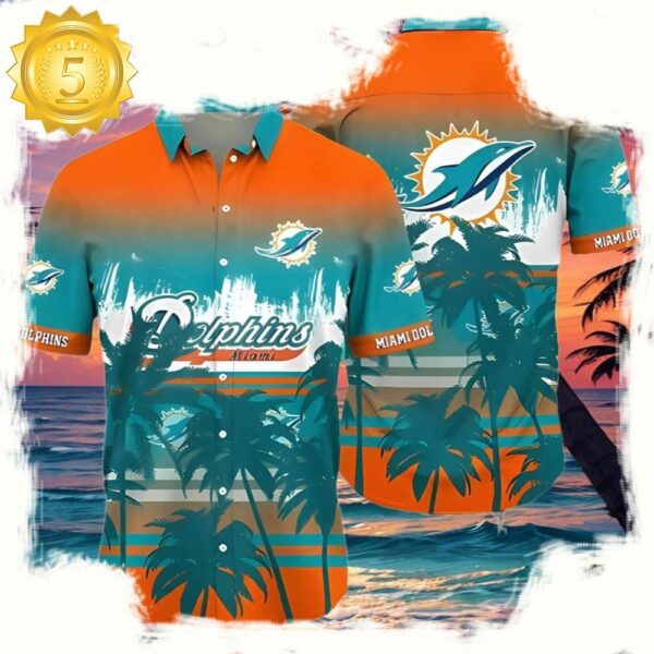 NFL Tropical Summer Sunset Miami Dolphins Hawaiian Shirt - available at - rugbyfanstore.com