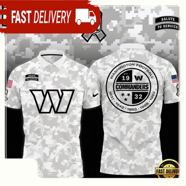 NFL Washington Commanders Camo 2025 Salute to Service Polo Shirt - available at - rugbyfanstore.com