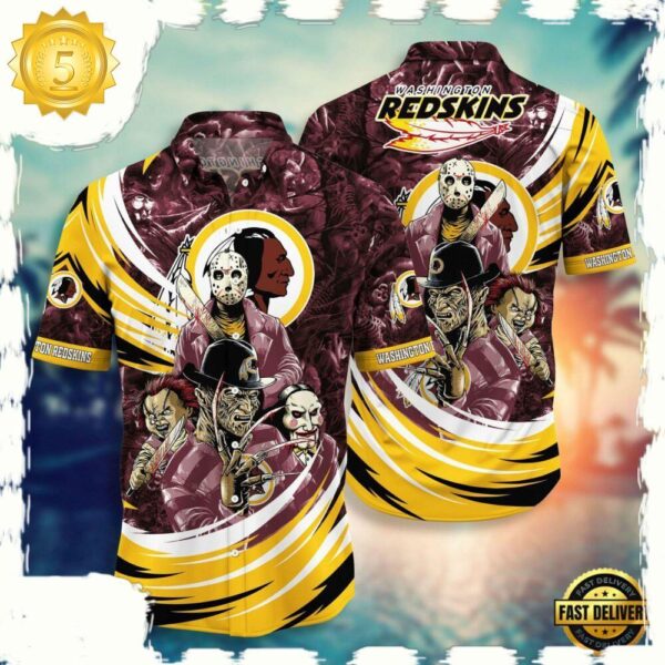 NFL Washington Commanders Halloween Horror Movies Hawaiian Shirt For Men Women - available at - rugbyfanstore.com