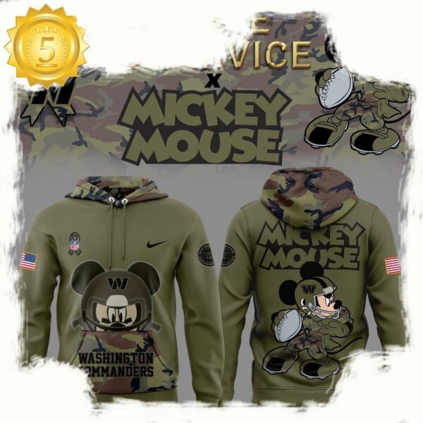 NFL Washington Commanders Mickey Mouse Veteran New Design 3D Hoodie - available at - rugbyfanstore.com