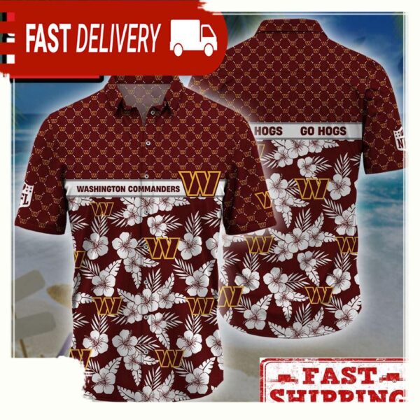 NFL Washington Commanders Palm Leaves New Design Hawaiian Shirt - available at - rugbyfanstore.com