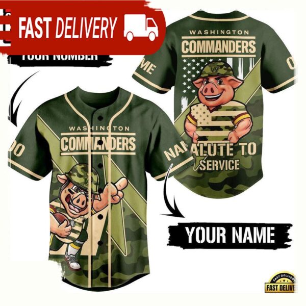 NFL Washington Commanders Salute To Service Custom Name Number Baseball Jersey - available at - rugbyfanstore.com